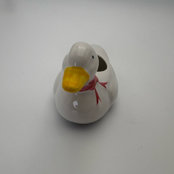 Charming White Duck Planter with Red Bow - Picture 3 of 11